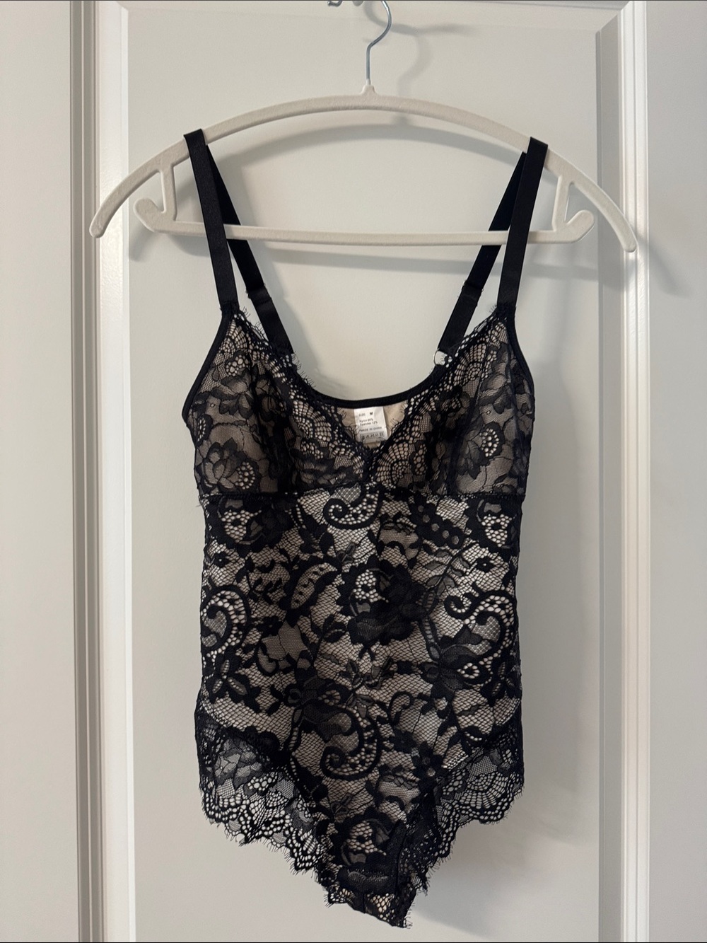 Sheer Black Lace Bodysuit with Adjustable Straps